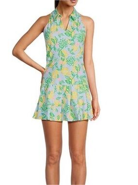 NWT LILLY PULITZER Luxletic Dania Pleated Dress Bluette Make Lemonade XL